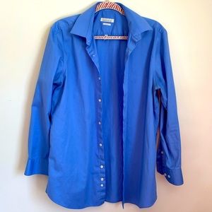 Perry Ellis Portfolio Slim Fit Men’s Blue Dress Long-Sleeve Shirt: 32/33 & 34/35